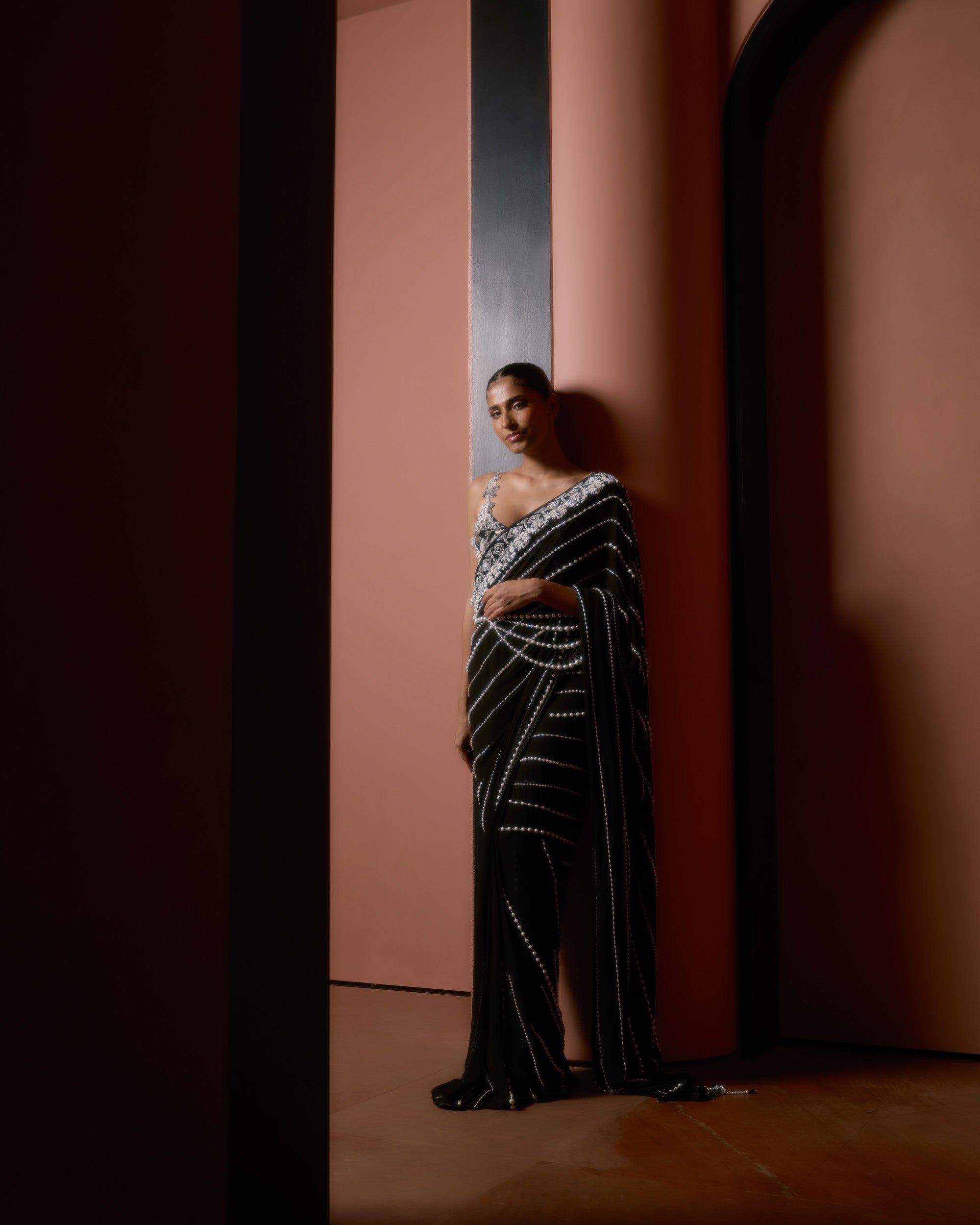 Black Draped Saree