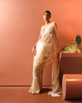 Shaded Ivory-Khakhi Gold  Saree