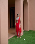Red Etm Draped Saree
