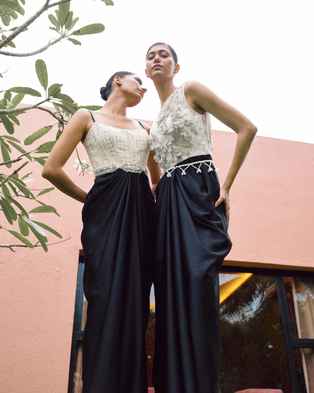 Ivory-Black Gown