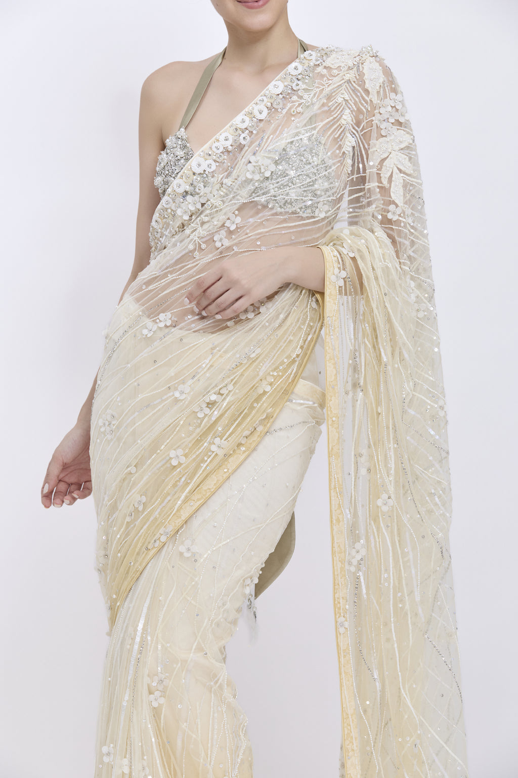 Shaded Creme - Biscuit Gold Saree