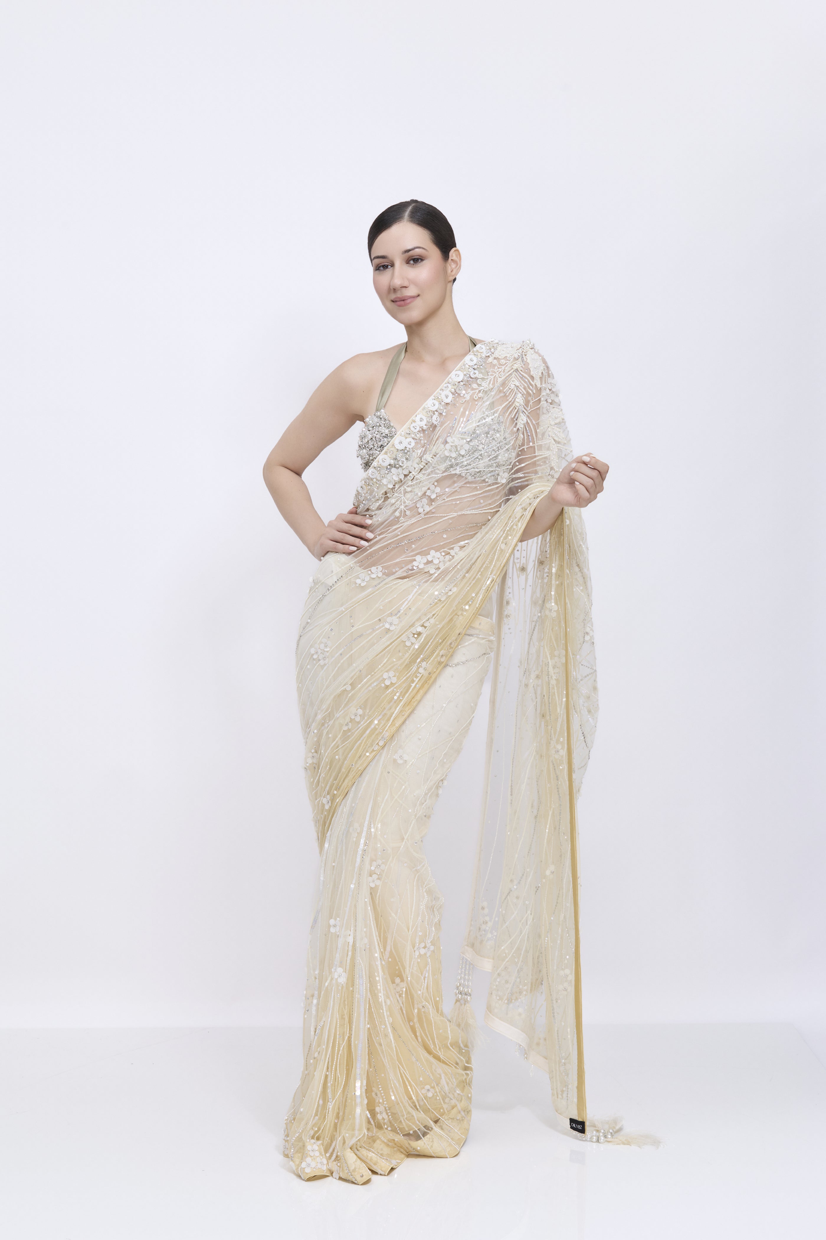 Shaded Creme - Biscuit Gold Saree