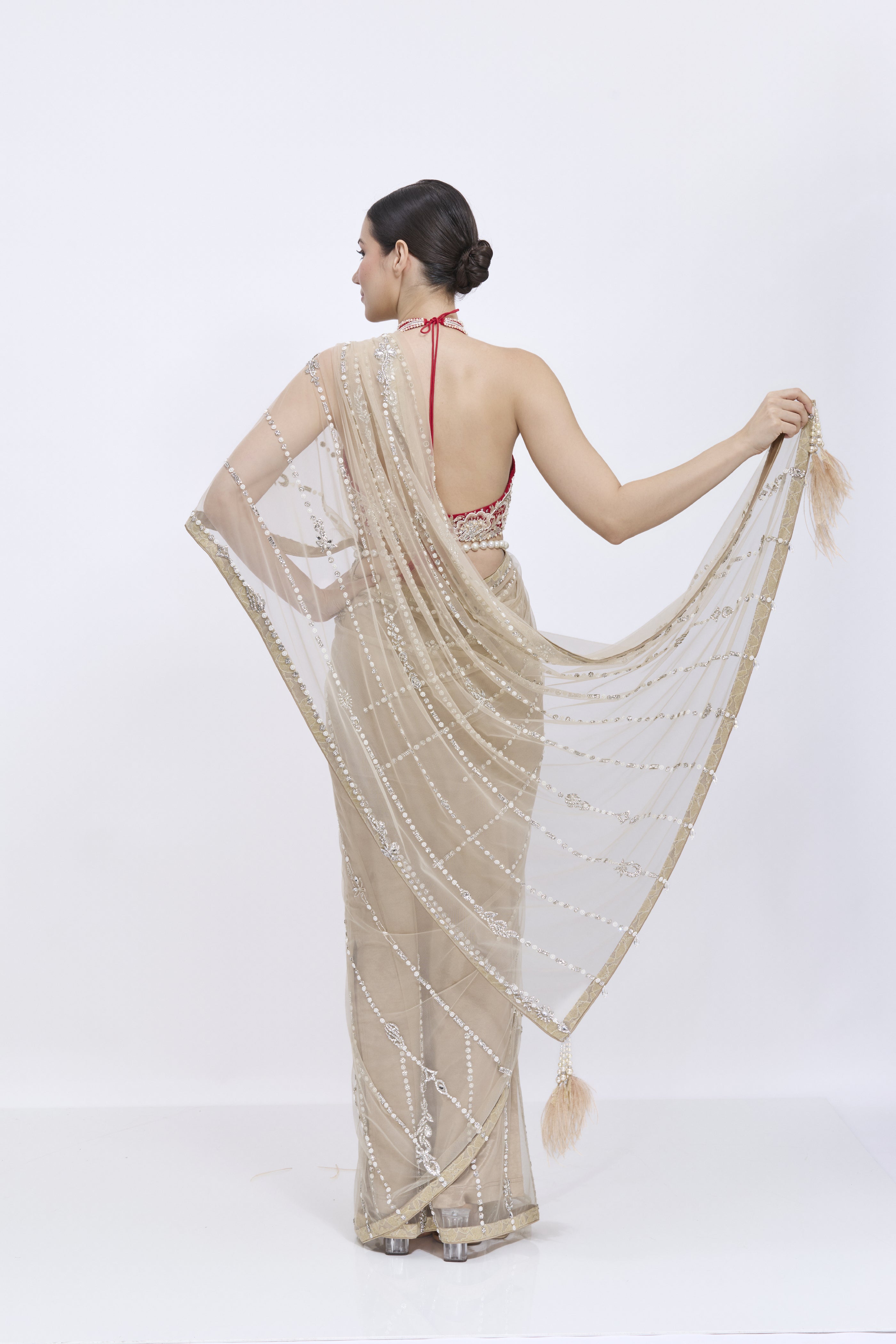 Khaki Gold Saree