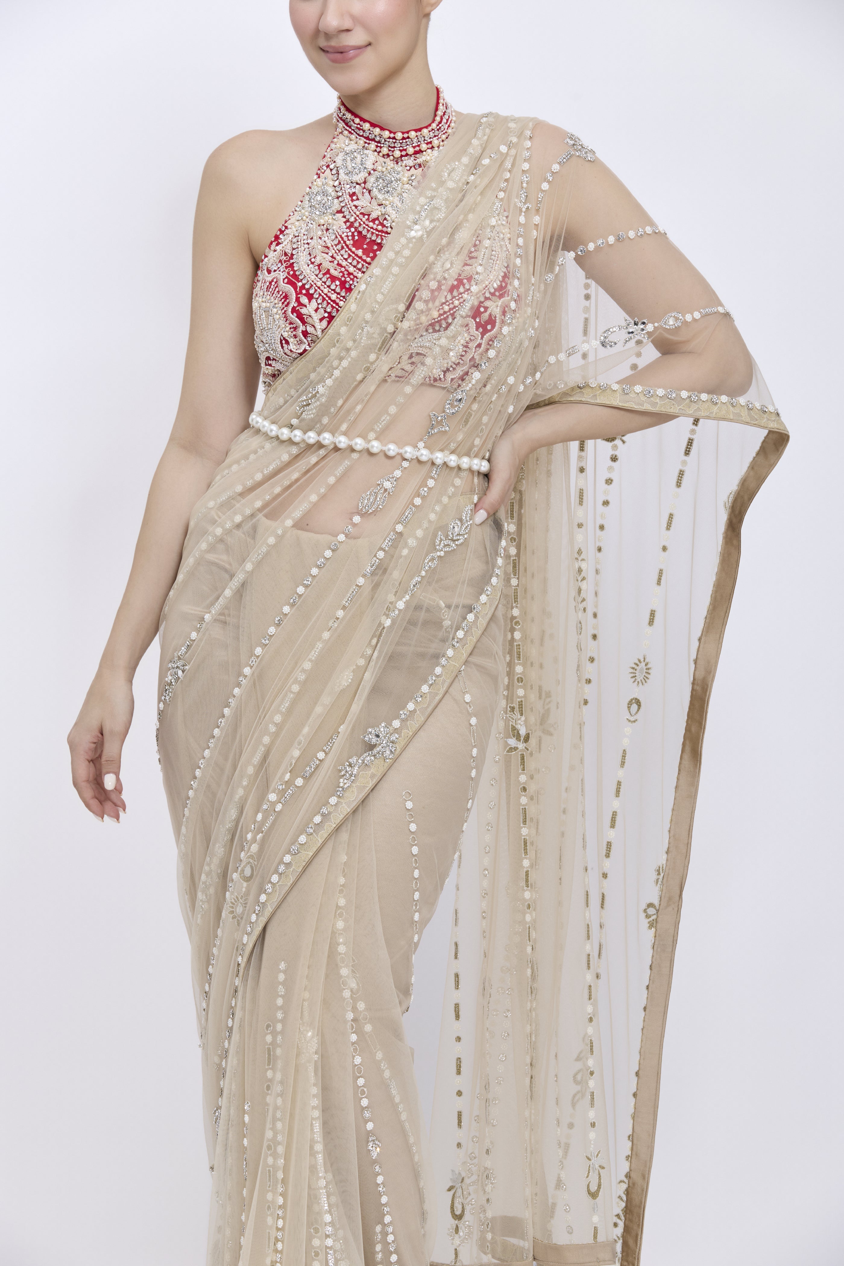 Khaki Gold Saree
