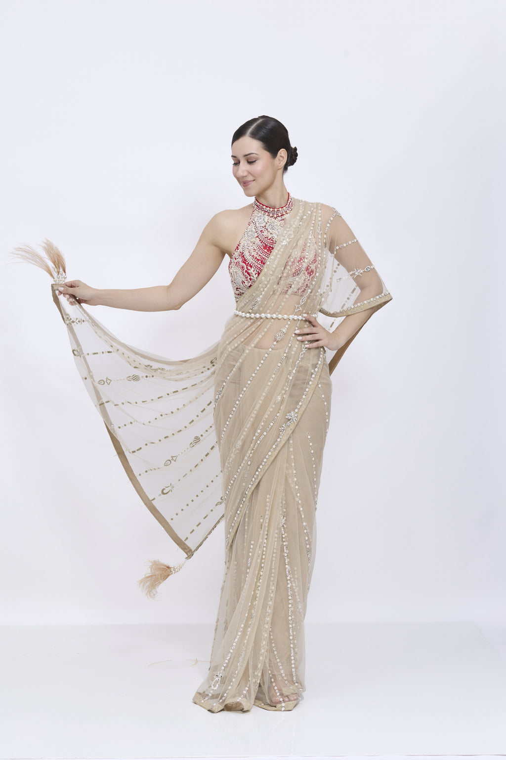 Khaki Gold Saree