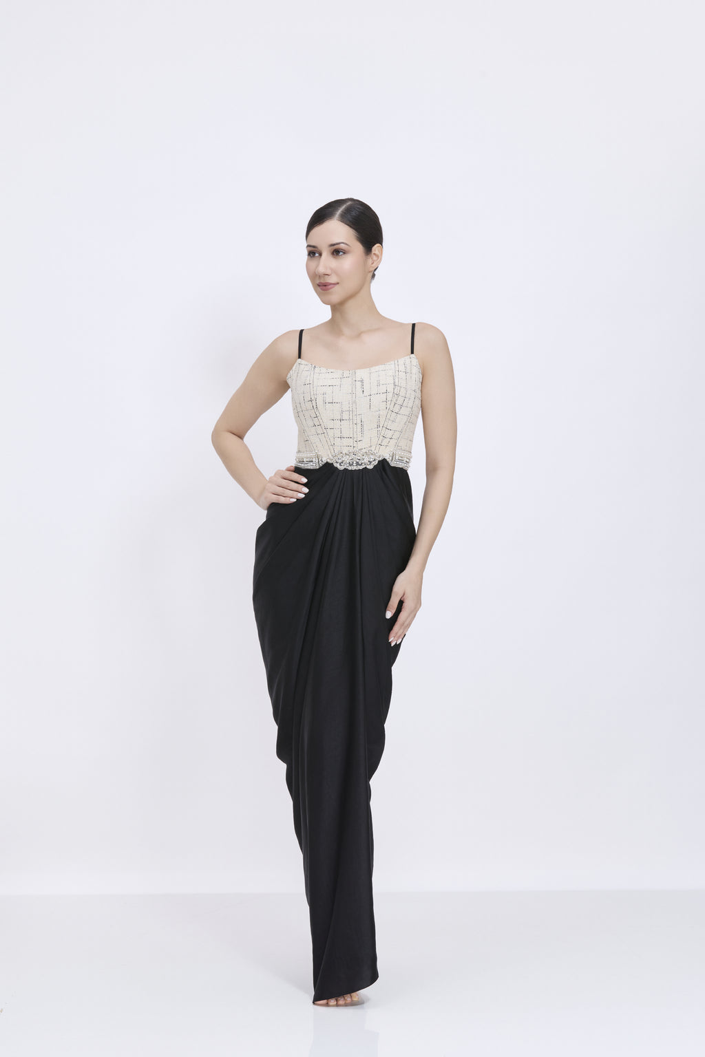Ivory-Black Gown