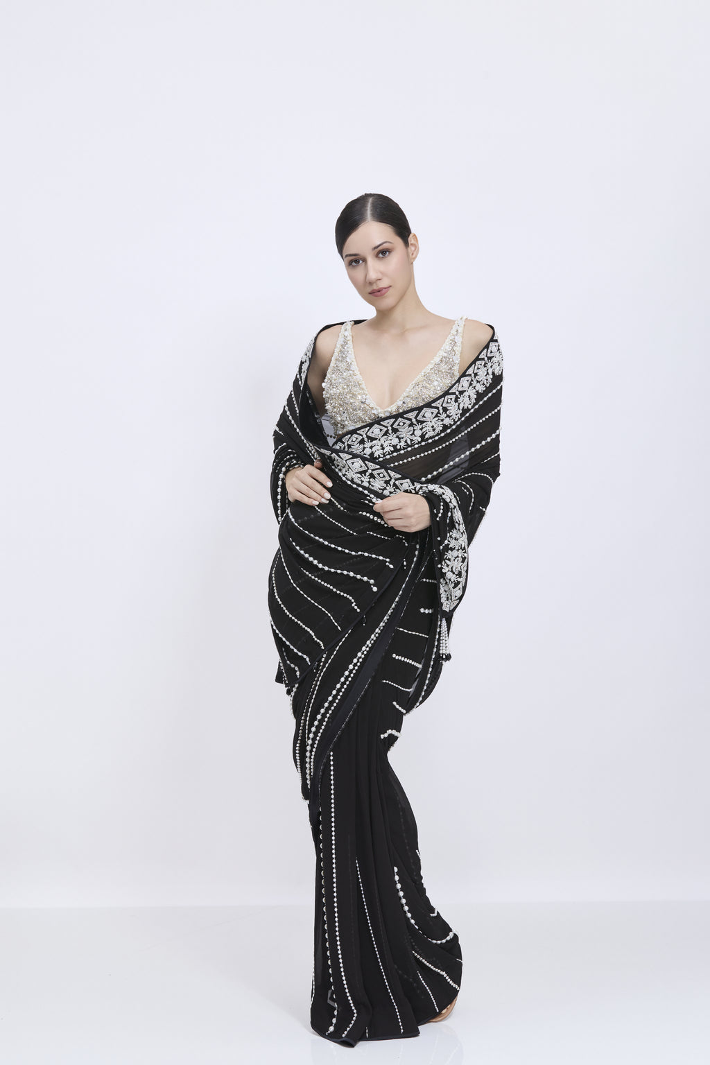 Black Draped Saree