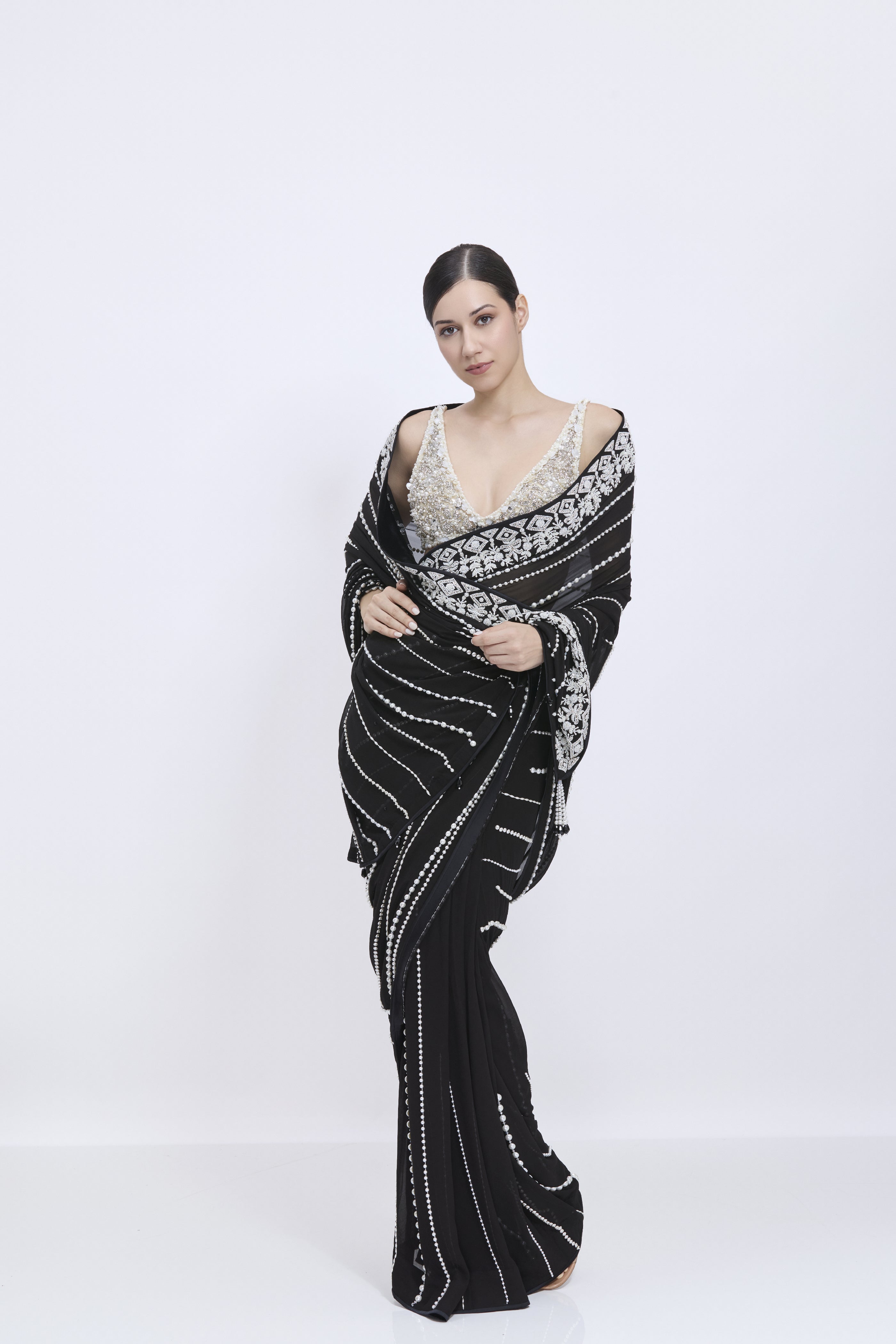 Black Draped Saree