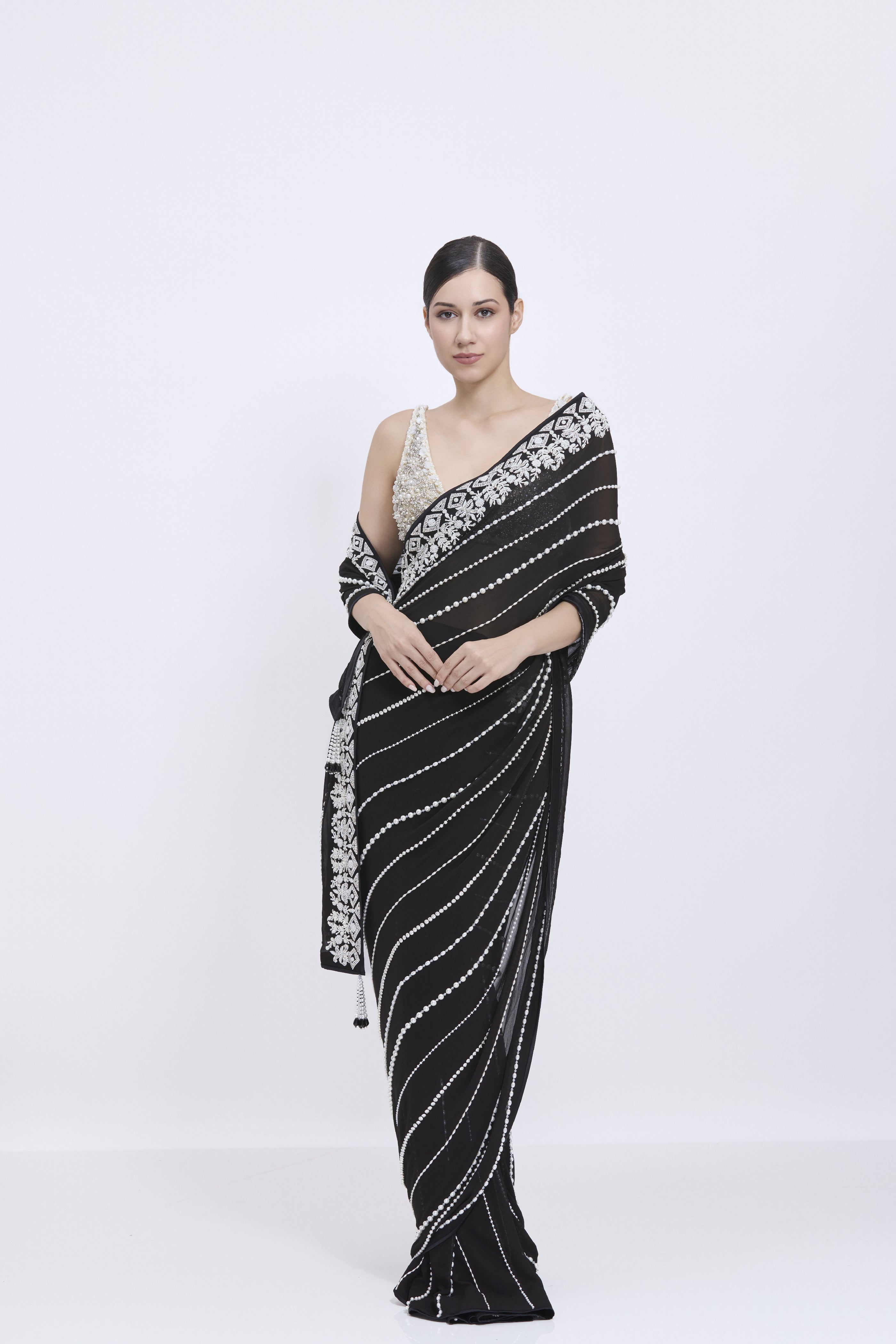 Black Draped Saree