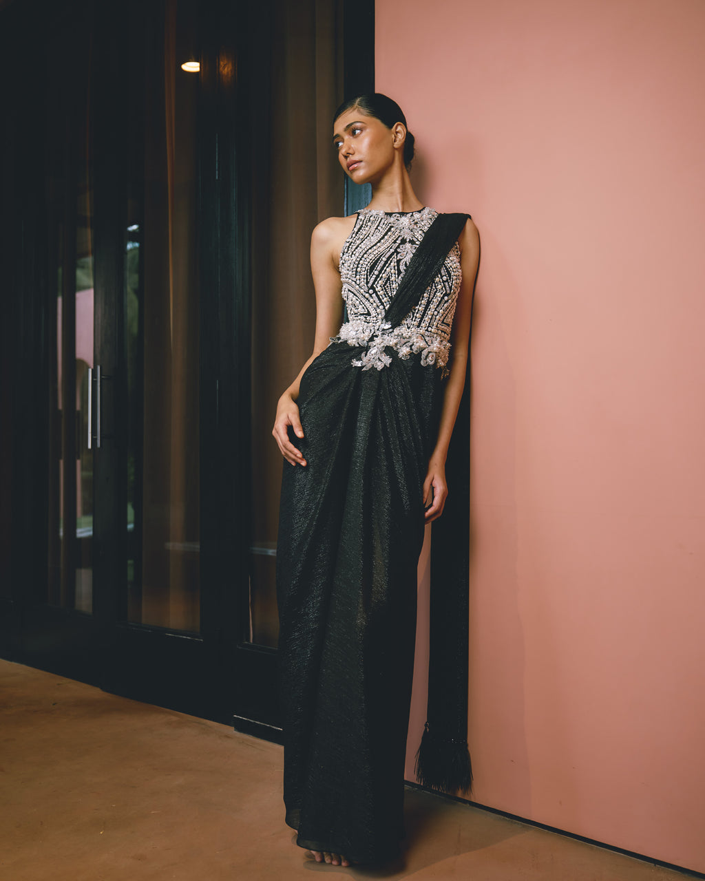 Black Sari Gown